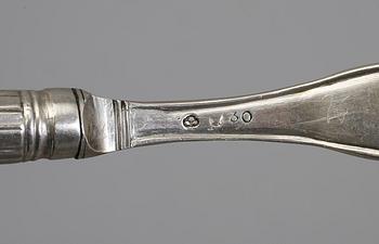 SMÖRGÅSBESTICK, 6+6 delar, silver, Carl Gideon Renander, Stockholm, 1796. Total vikt 492 gram.