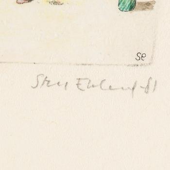 STEN EKLUND, akvarellerad etsning, signerad och daterad -81.