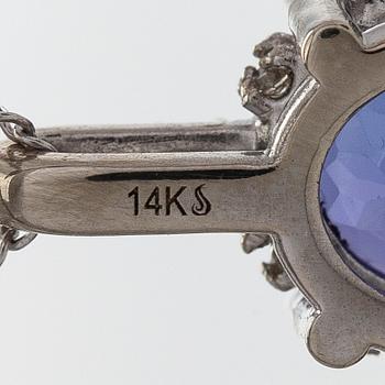 Kaulakoru, 14K valkokultaa, riipus tansaniitti ja timantteja.