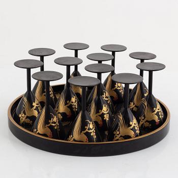 A Japanese 27 piece lacquer cocktail set, 20th century.