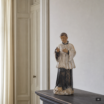 Wood sculpture, saint figure, 19th century.