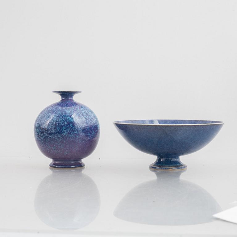 Sven Wejsfelt, a stoneware vase and a bowl, Gustavsbergs Studio 1990.