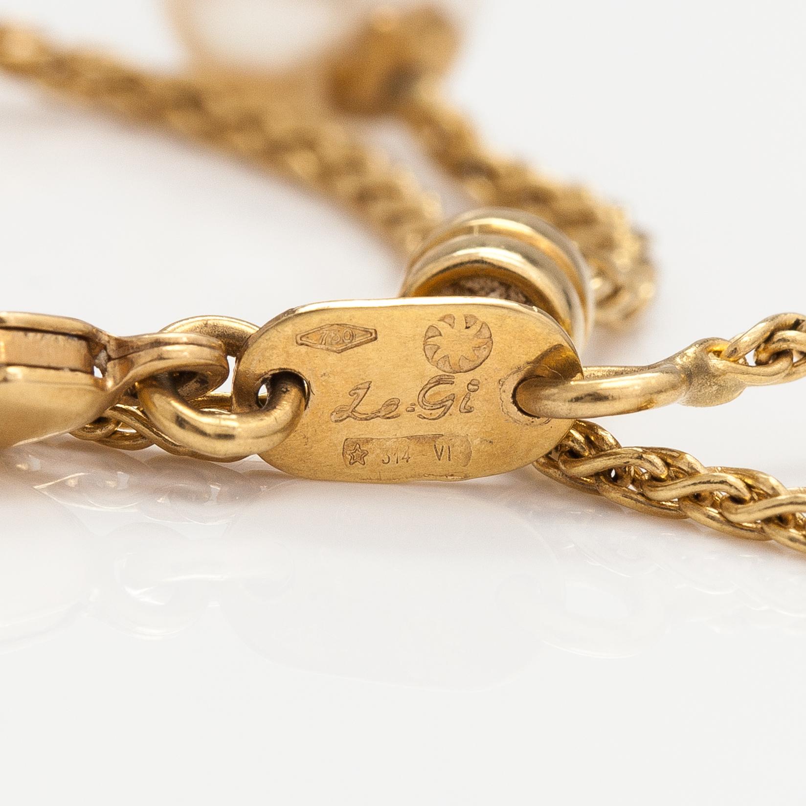 Halsband, 18K guld, odlade pärlor. Le-Gi, Italien.