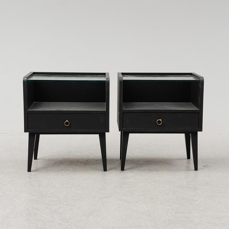 A pair of bedside tables, mid- or late 20th Century.