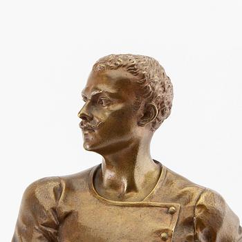 Luca Madrassi, "Schermidore" sculpture, signed patinated bronze.
