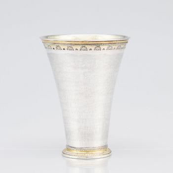 A Swedish 18th Century parcel-gilt silver beaker, mark of Henrik Nourin, Norrköping 1753.