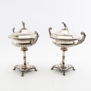 Berndt Erlandsson strösockerskålar ett par Empire-stil silver Karlskrona 1912.