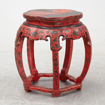 A Chinese red lacquer stool, first half of the 20th century.