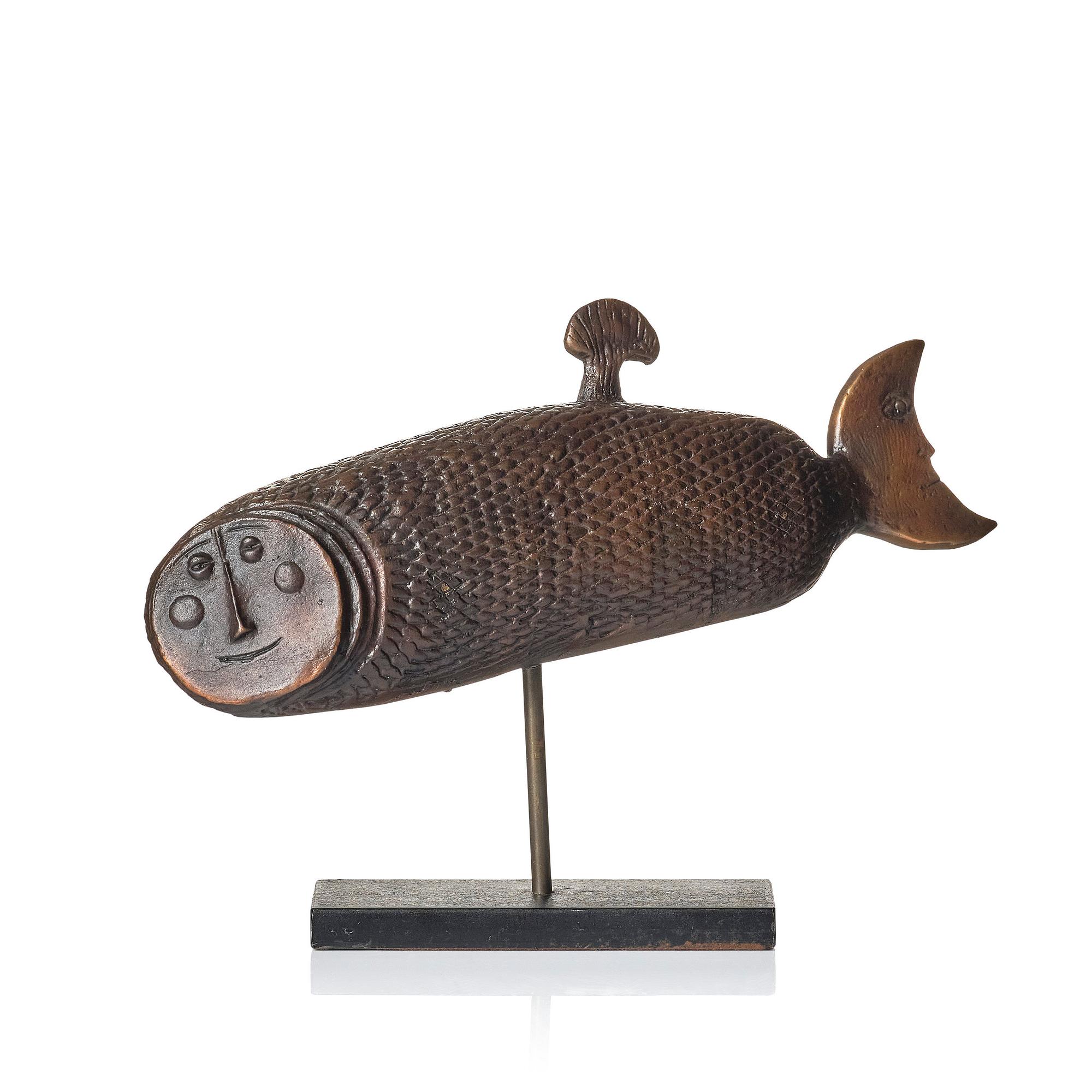 Stig Lindberg, a patinated bronze sculpture, Scandia Present, Sweden 1970s, no 313.