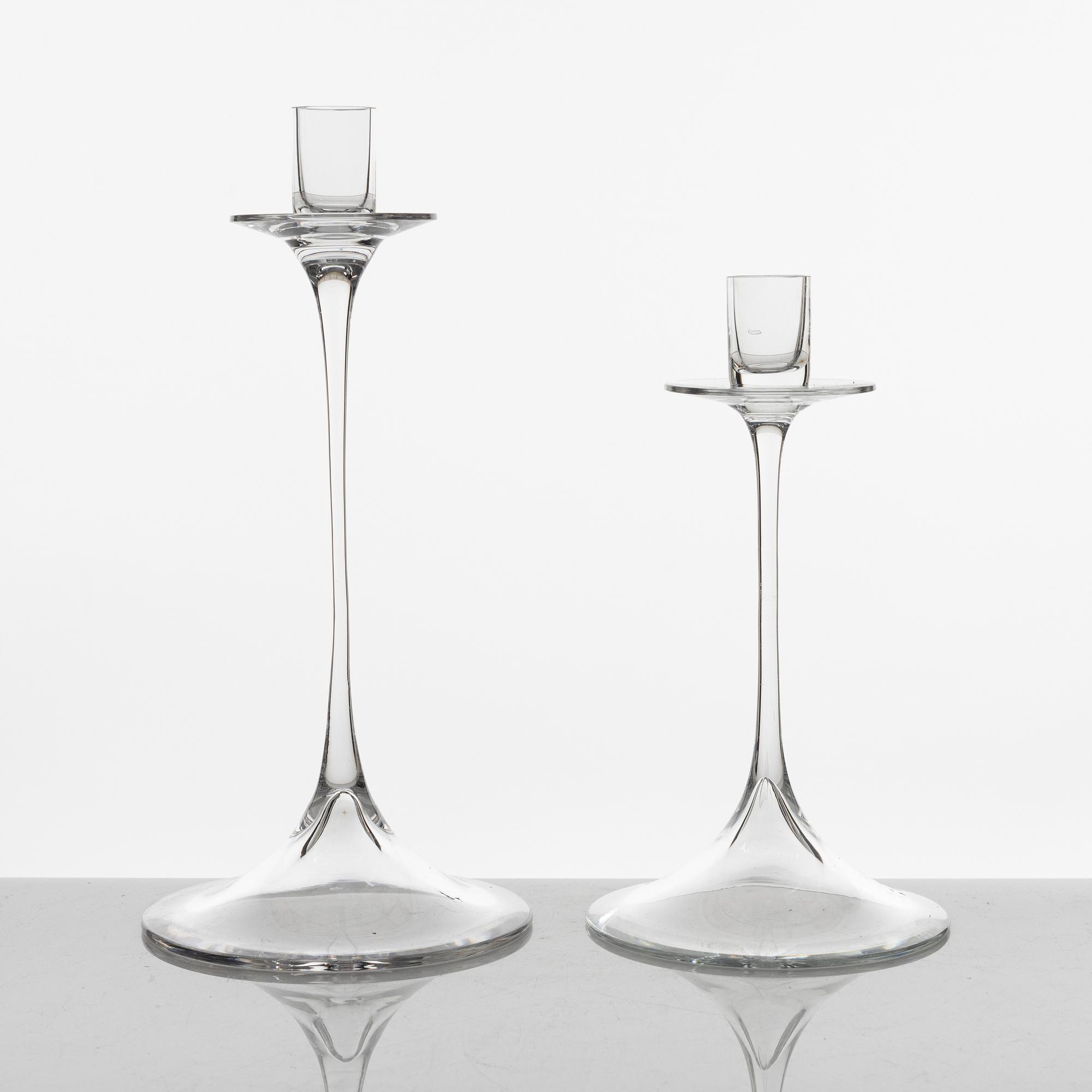 Nils Landberg, ljusstakar, 5 st, glas, Orrefors.