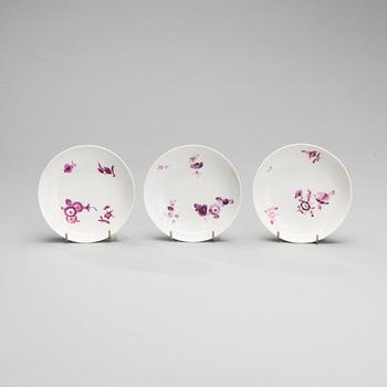 KAFFEKOPPAR, 3 ST, porslin, Meissen 1763-1774.