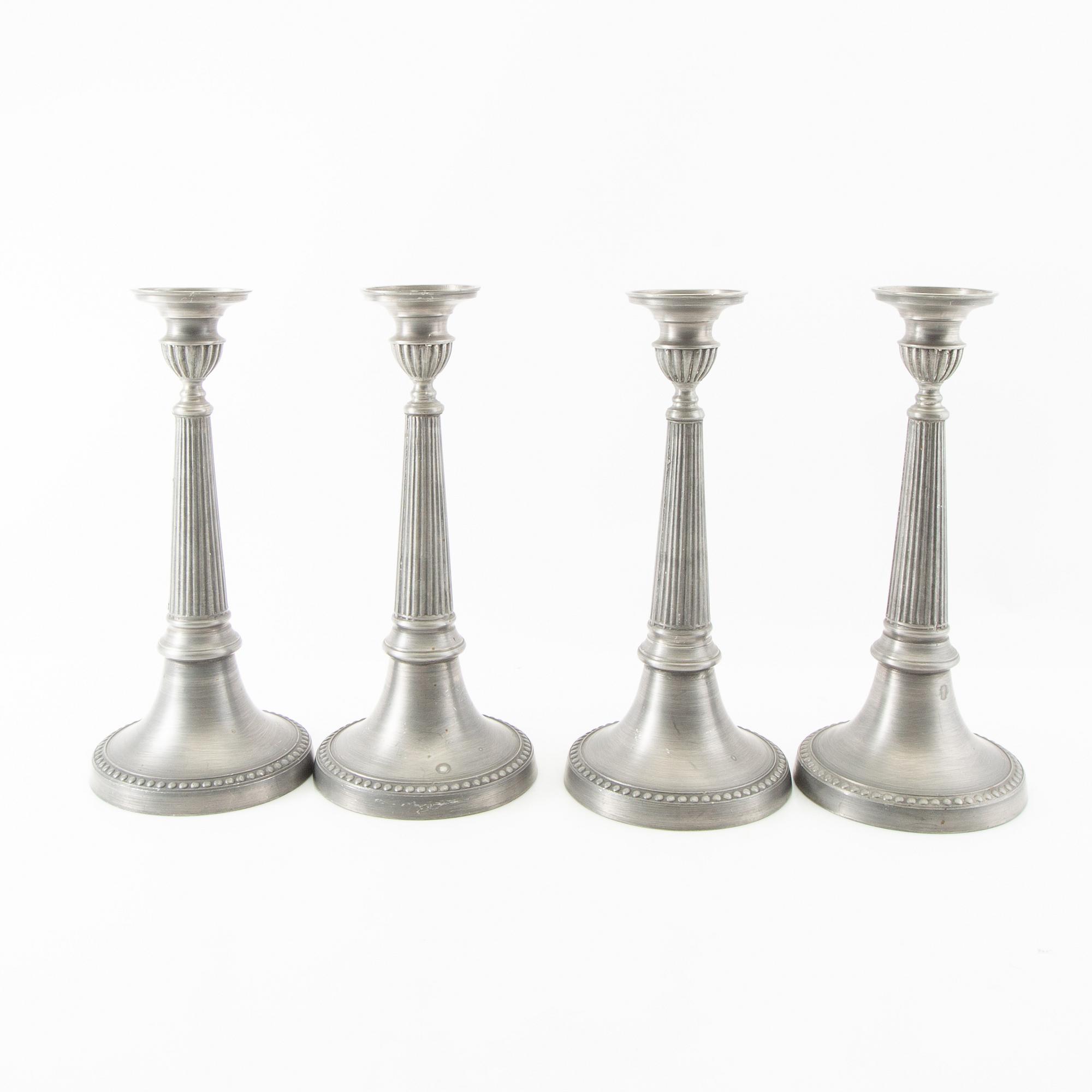 Berndt Oscar Santesson, candlesticks 4 pcs late 19th century tin.