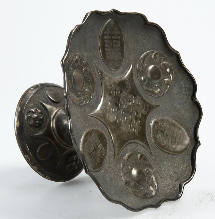 TAZZA, silver, Kina, 1800/1900-tal. Ca 180 gr.