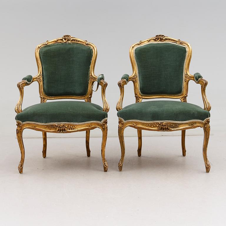 KARMSTOLAR, 1 par, rokokostil, 1900-talets första hälft.