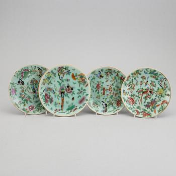 Nine famille rose canton dishes, Qing dynasty, late 19/early 20th century.