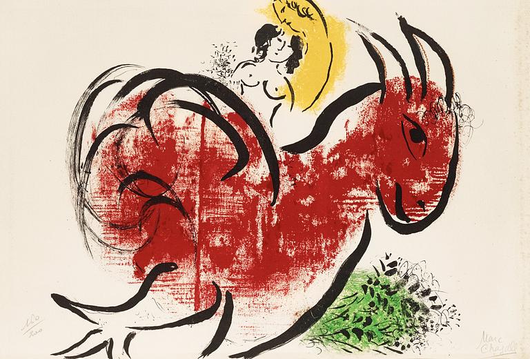 Marc Chagall, "Le coq rouge", from: "Derrière le Miroir no 44-45".