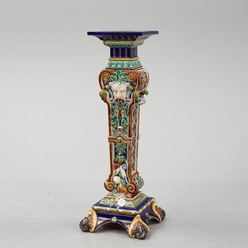 A ca 1900 majolica pedestal.