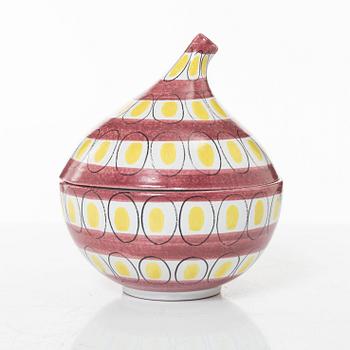 Stig Lindberg, ask med lock, fajans, Gustavsberg Studio.