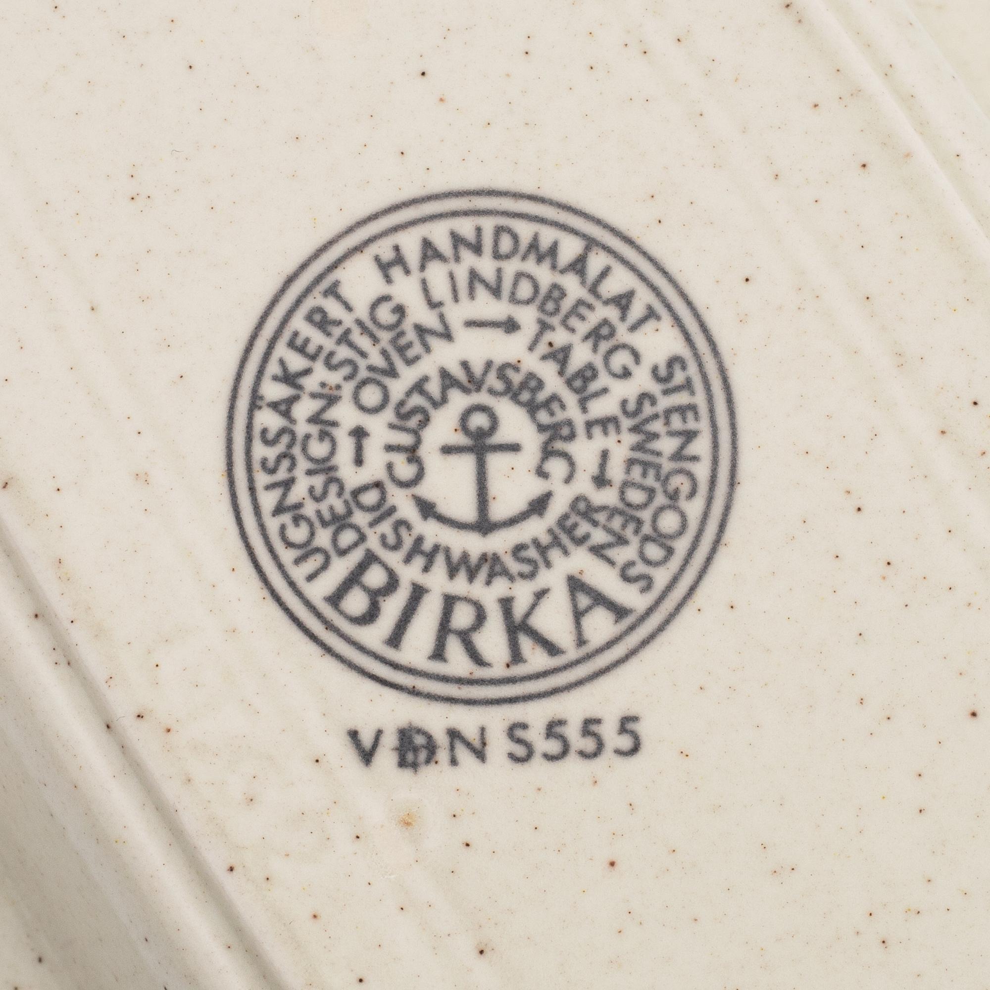 Stig Lindberg, mat- och kaffeservis, 68 delar, stengods, "Birka", Gustavsberg.