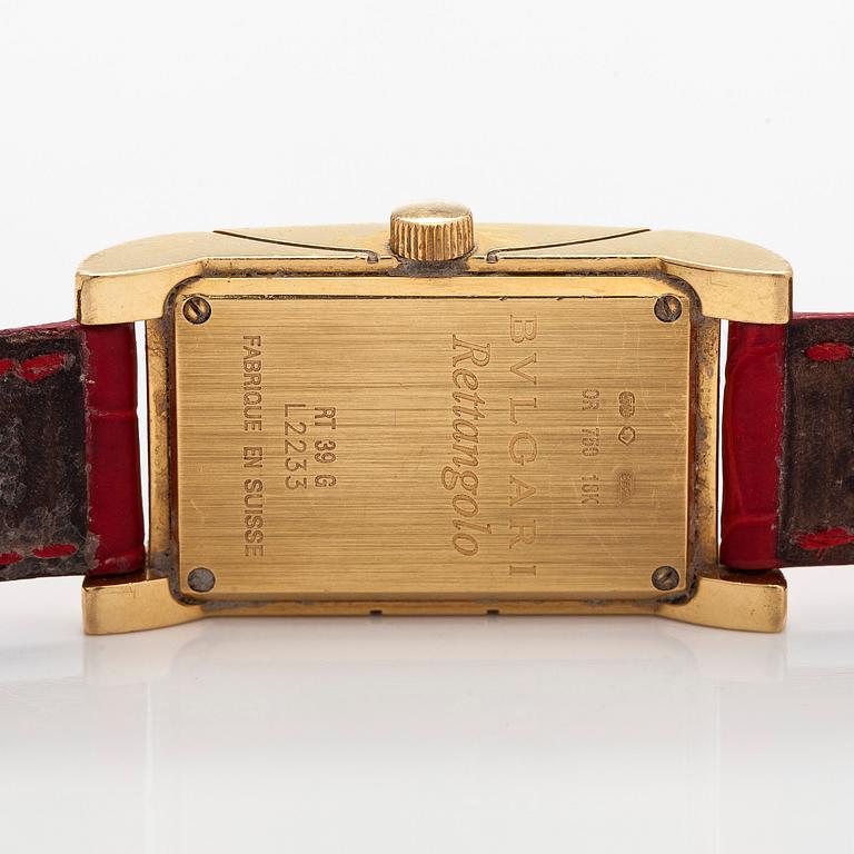 Bulgari, Rettangolo, wristwatch, 21 x 31 (38.5) mm, 18K gold, quartz, circa 2000.