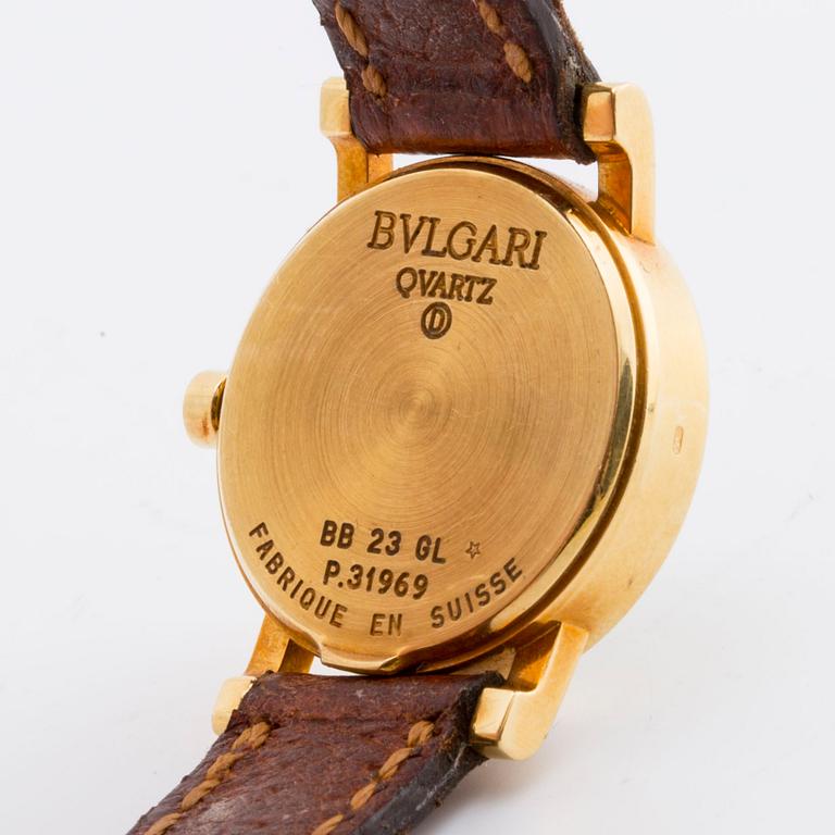 BVLGARI, wristwatch, 18K gold, 23 mm, Ref nr BB 23 GL, black dial, quartz.
