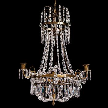 129. A late Gustavian four-light chandelier, late 18th century.