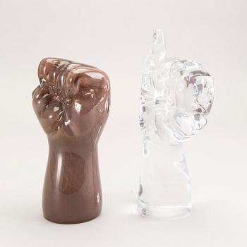 Elna Melusine Jolom, two signed glass sculpture.