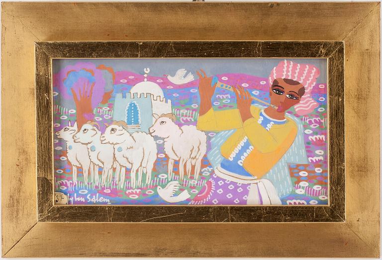 ALY BEN SALEM, gouache, signerad.