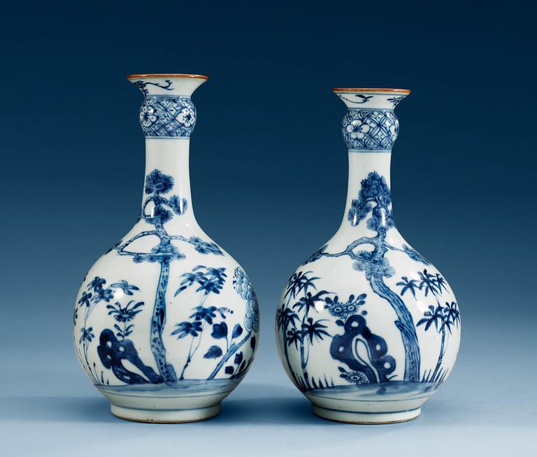 A pair of blue and white vases, Qing dynasty, Qianlong (1736-95).