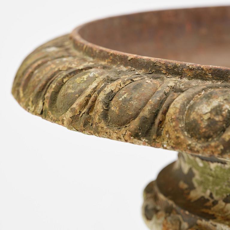 A Swedish cast-iron garden urn, late 19th century.