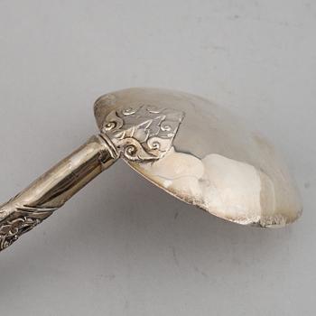 A silver bowl with a serving spoon, Thailand, 20th century.