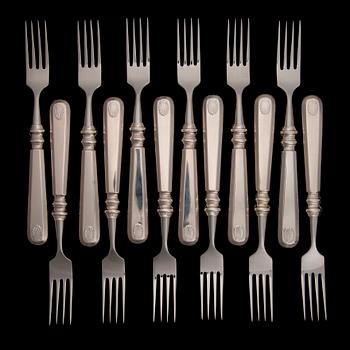 BESTICK, 23 st, silver, "Musslan", finska och danska stämplar, 1900-talets början samt 2004.