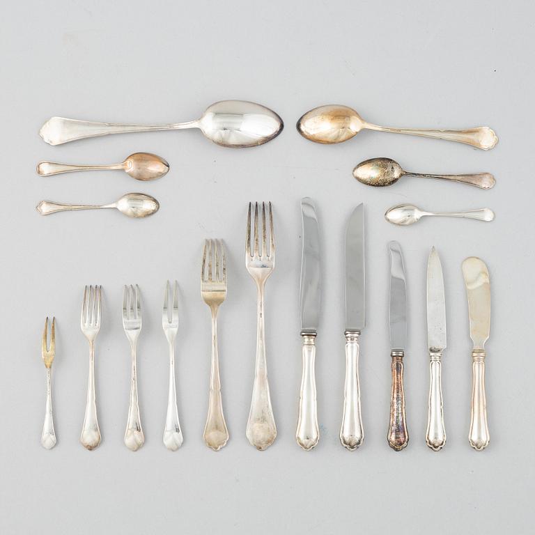 A 105-piece silver cutlery set, mostly with Swedish import marks, some marked 1929-51.