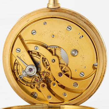 Patek Philippe, pocket watch, 48 mm. 18K gold, lever escapement, inner case in 18K gold, total ...