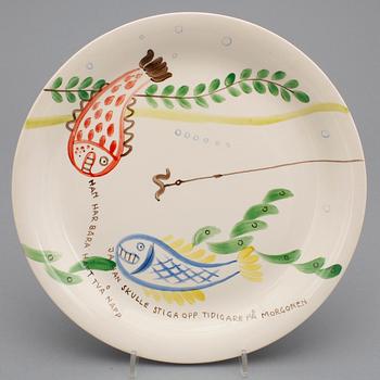 STIG LINDBERG, tallrikar, 12 st, "Löja", Gustavsberg 1948-62.