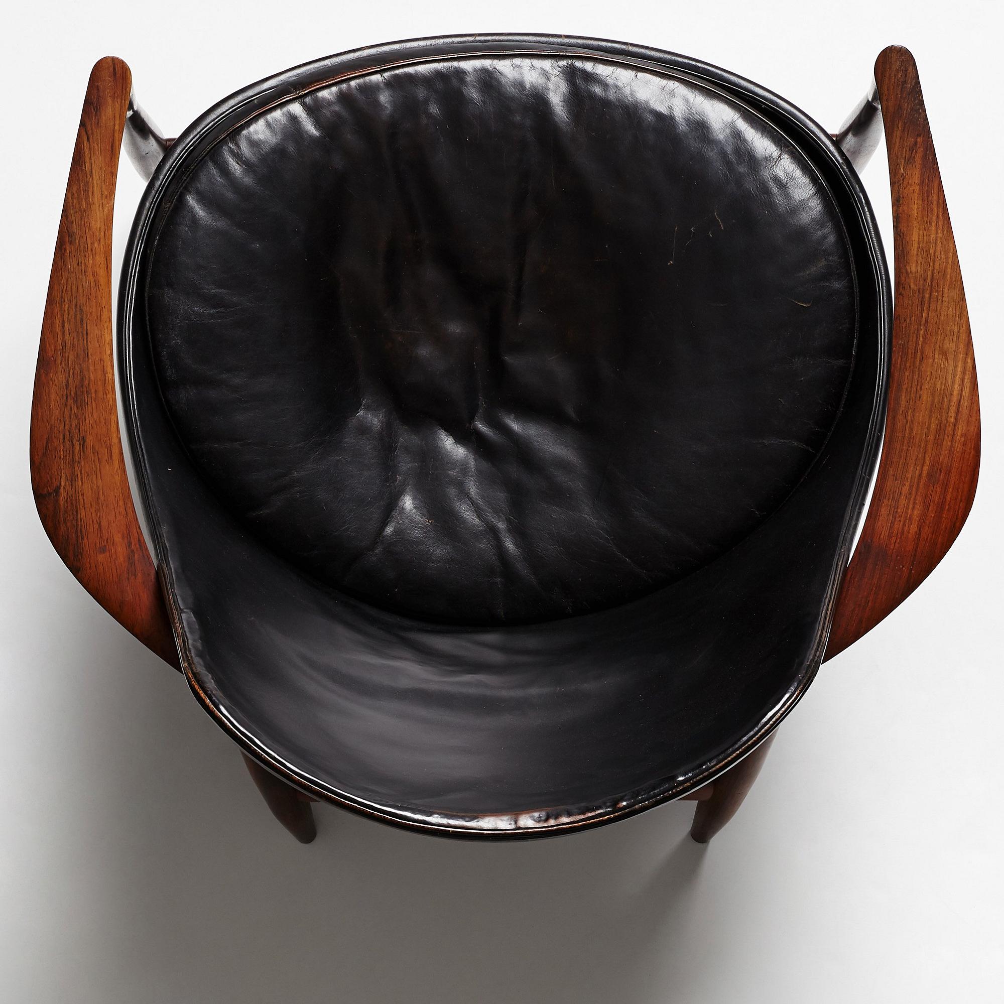 Ib Kofod-Larsen, a palisander "Elisabeth", easy chair, model "U 65", Christensen & Larsen, Copenhagen, Denmark, 1950-60's.