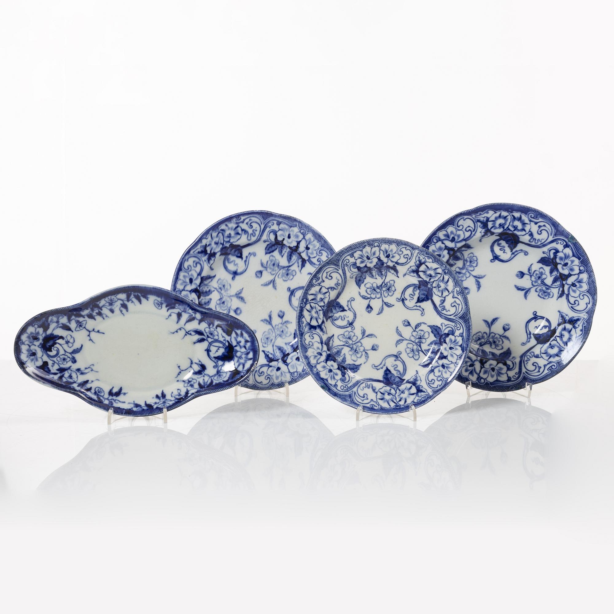 A 42 piece earthenware dinner service, 'Flora', Creil Montereau, France, late 19th Century.