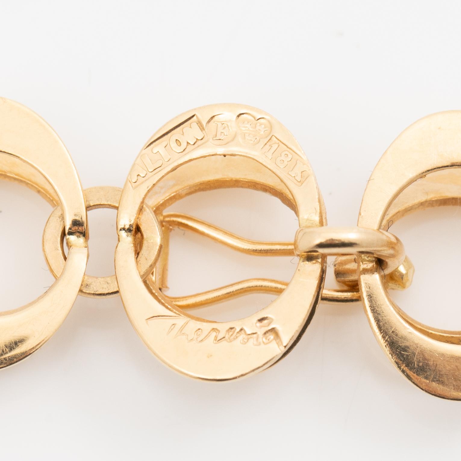 Theresia Hvorslev, a necklace and a bracelet, 18K gold, Falköping 1969.
