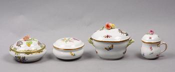 PARTI PORSLIN, 4 delar. Meissen samt Herend. 1900-tal.