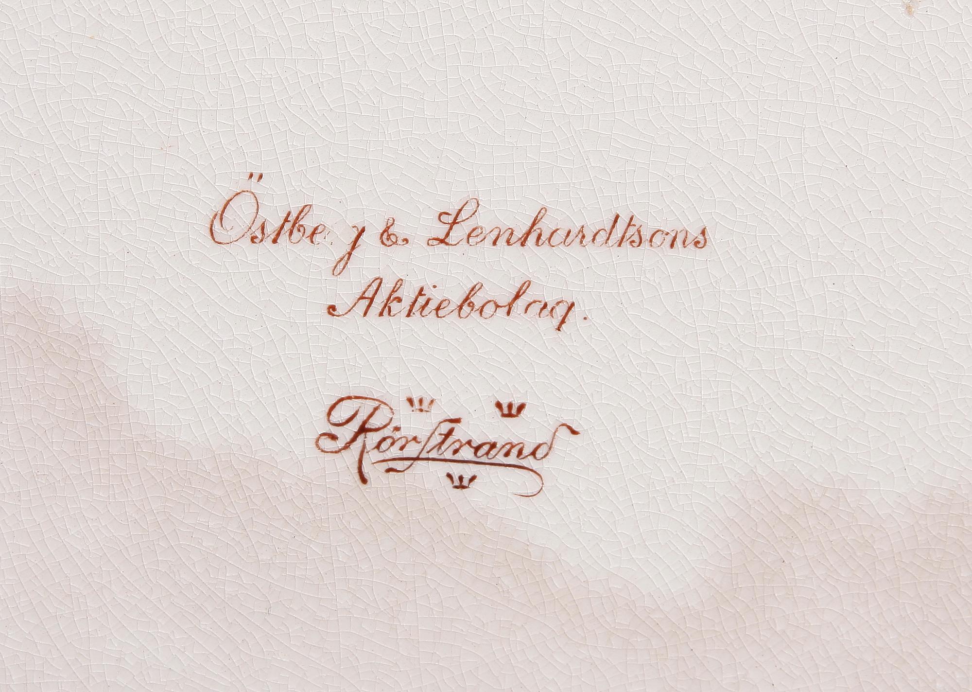 UNDERLÄGG, porslin, nickel, Rörstrand omkring 1900.