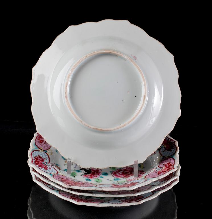 ASSIETTER, 4 st, porslin. Kina, 1700-tal.