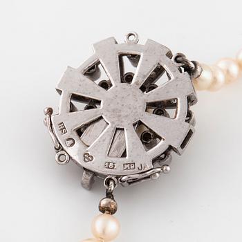 A cultured pearl necklace by Hugo Strömdahl, Stockholm, 1962.