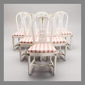 A SET OF SIX GUSTAVIAN CHAIRS, late 18th century.