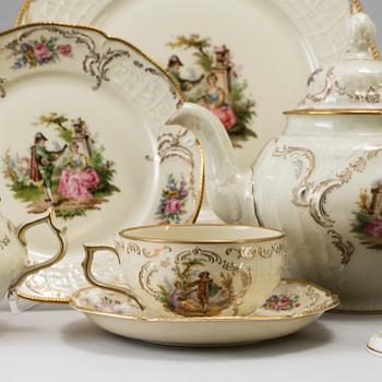 38 pieces of a tea service, "Sanssouci", Rosenthal, mid 20th century.