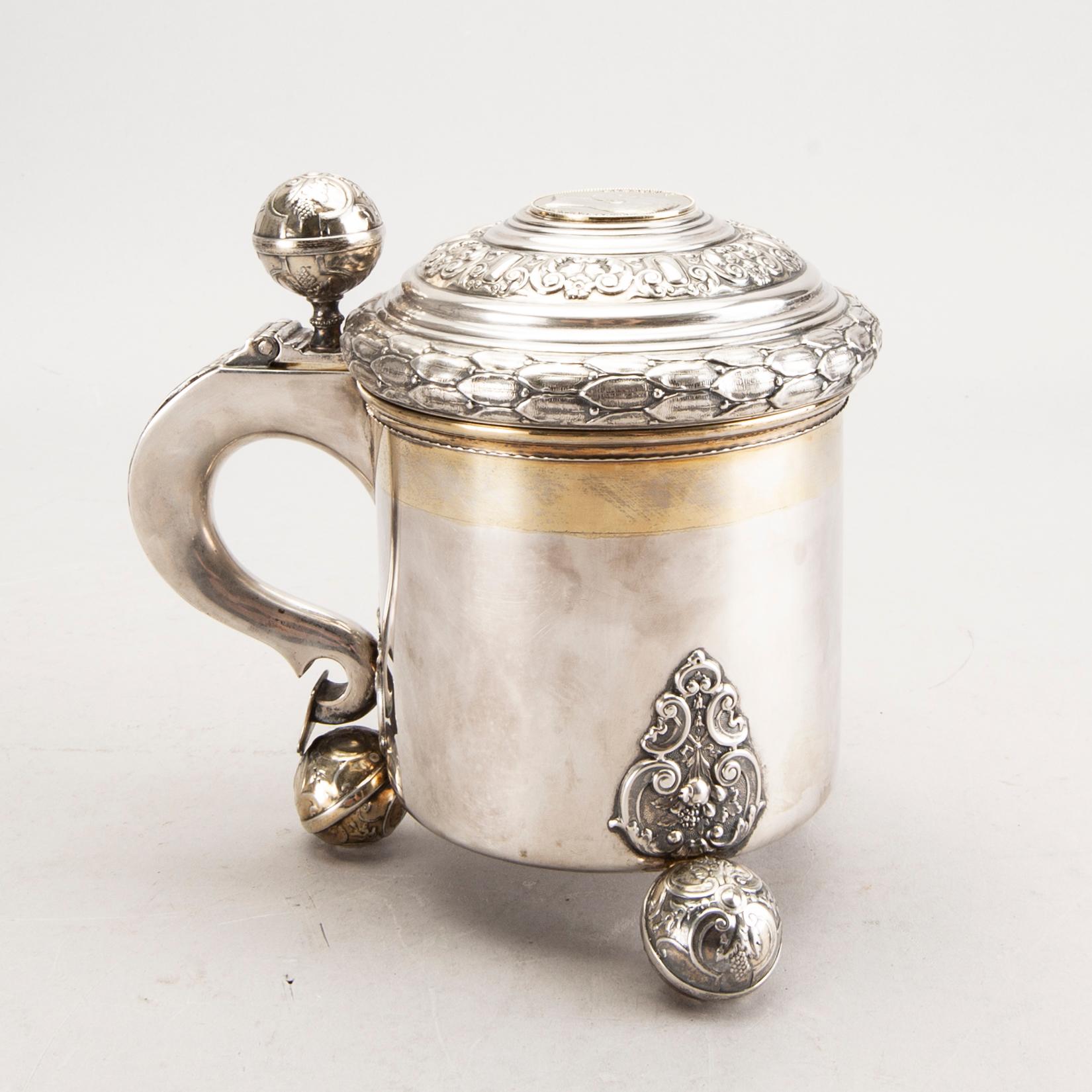 A Swedish 20th century silver tankard mark of CG Hallberg Stockholm 1951 weight 578 gr.