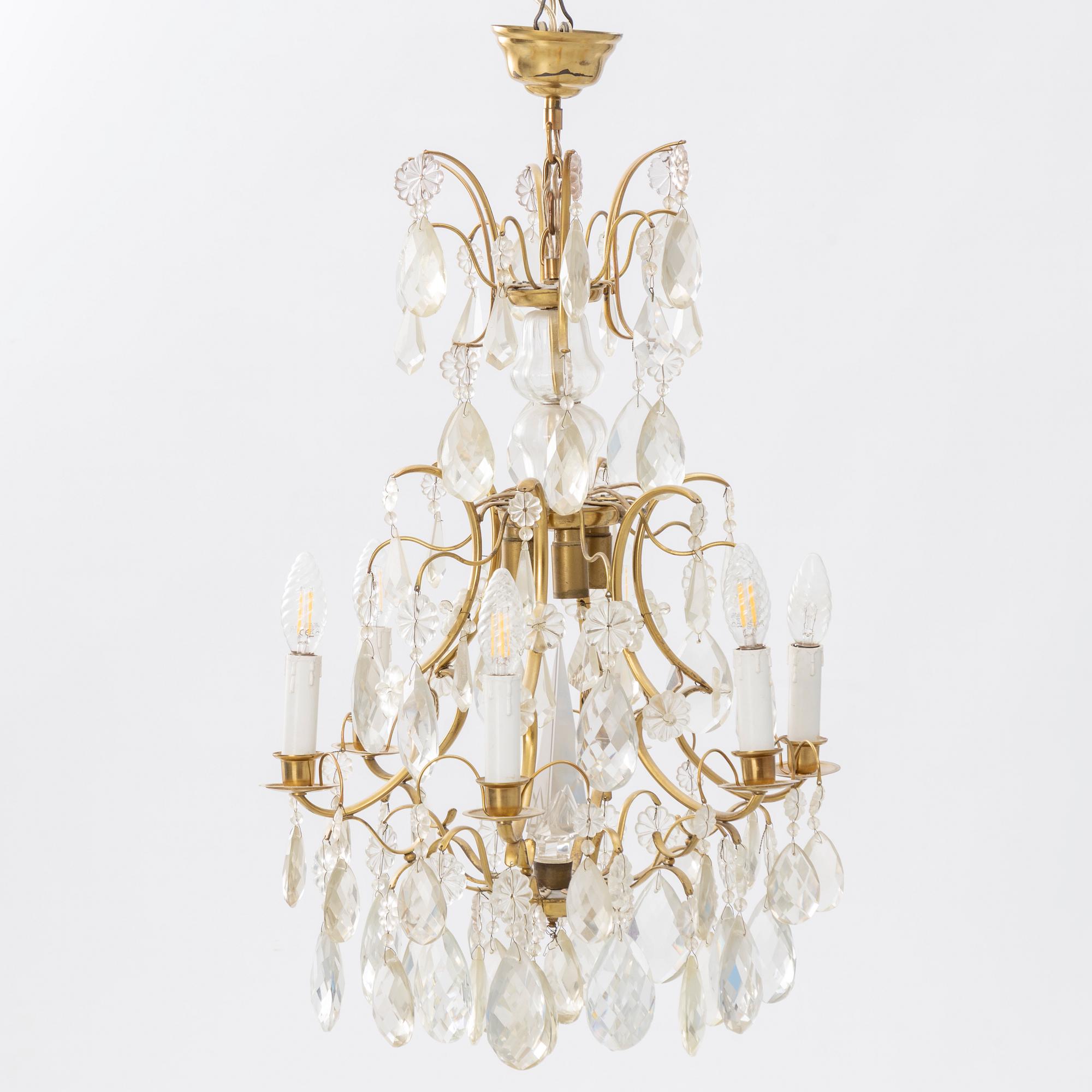 A Rococo style chandelier, Sweden, 20th Century.
