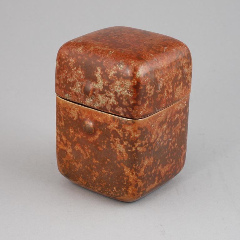 Hans Hedberg, a glazed ceramic lidded box, Biot, France, signed Hbg.