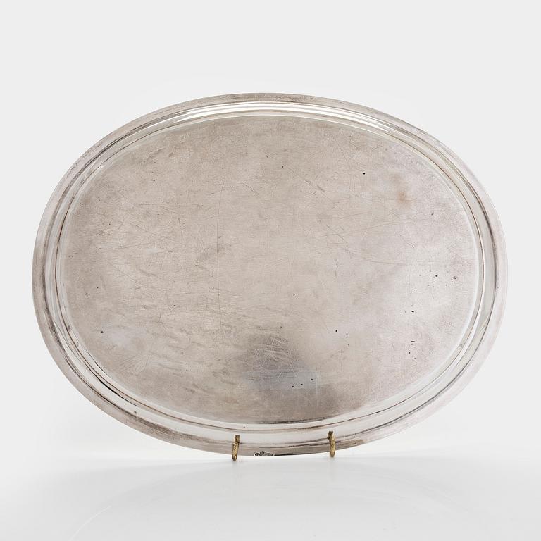 A silver tray, Saintt Petersburg, 1876. Indistinct mark, probably Johan Heinoin.