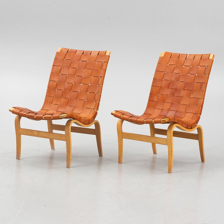 BRuno Mathsson, a pair of "Mina" armchairs, Firma Karl Mathsson, Sweden, 1970.