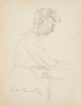 887. Lotte Laserstein, Woman by a table.